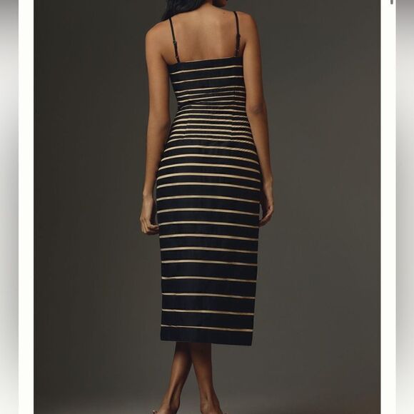 Maeve x Anthropologie Striped Floral Appliqué Midi Dress - Picture 3 of 10